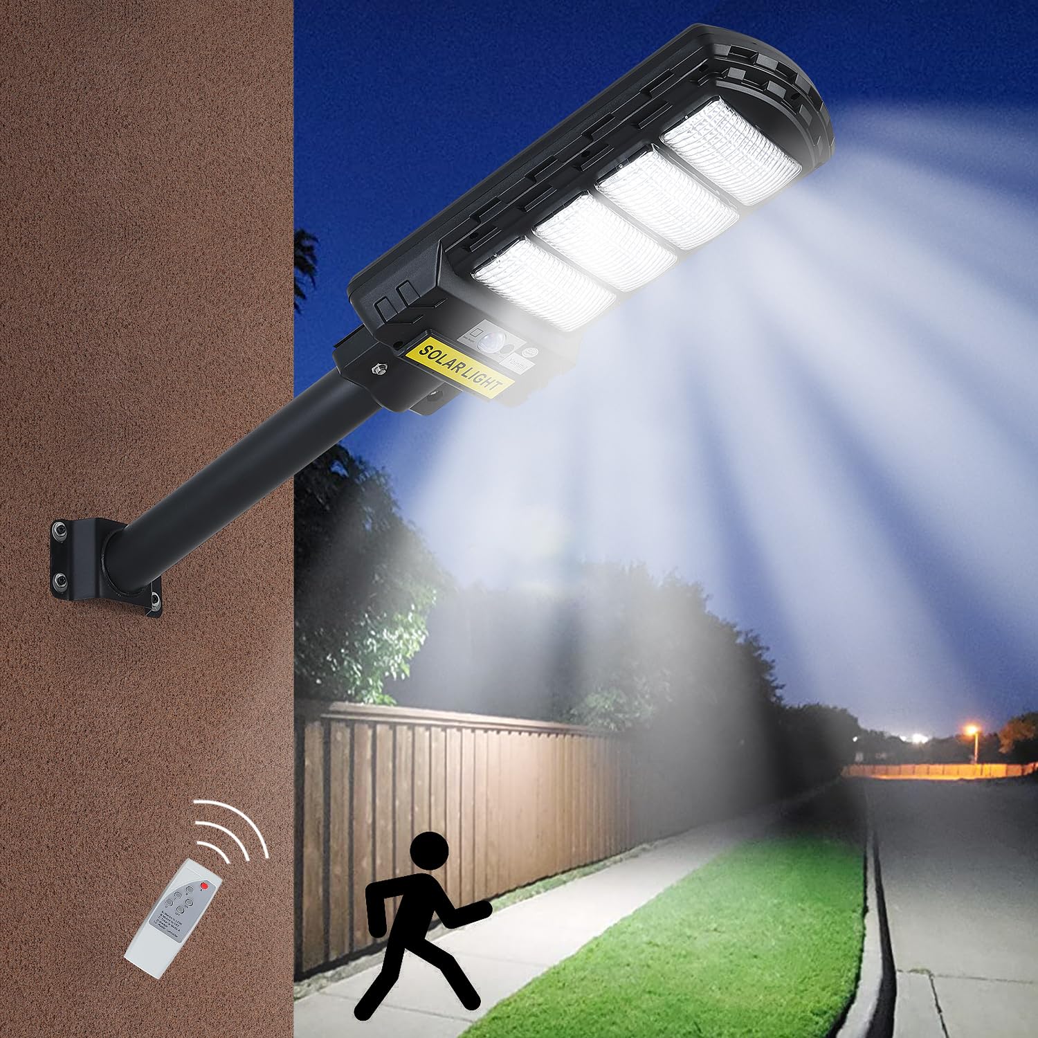 200W Solar Street Lights Outdoor Waterproof,20000 lumens, Dusk to Dawn Solar with Motion Sensor and Remote Control, LED Flood Light, Suitable for courtyards, Gardens, Streets, Courts Garage