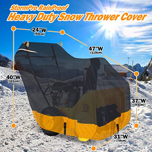 XYZCTEM Snow Blower Premium Cover 420D Marine Grade Fabric, Universal Fit Snow Blower Cover, Covers Snow Blowers Against Water, UV, Wind, Outdoor Protection (Orange)