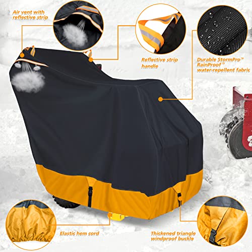 XYZCTEM Snow Blower Premium Cover 420D Marine Grade Fabric, Universal Fit Snow Blower Cover, Covers Snow Blowers Against Water, UV, Wind, Outdoor Protection (Orange)