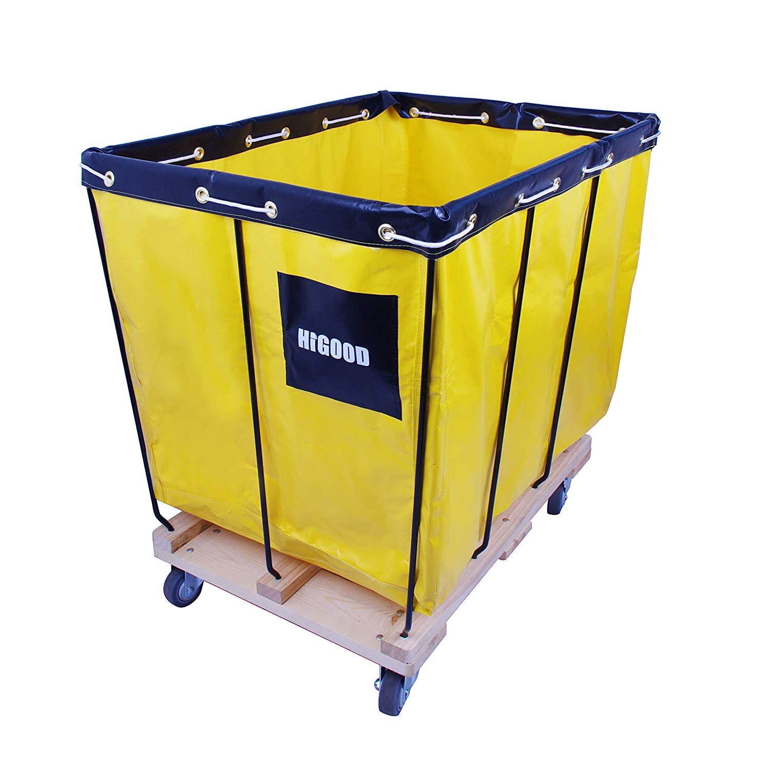 HIGOOD Basket Trucks,Service Carts Yellow 8 Bushel Knock Down Truck,Carts, 10.0 cu. ft, 400 lb, 34" L X 22" W X 30.5" H Capacity