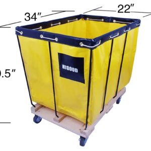 HIGOOD Basket Trucks,Service Carts Yellow 8 Bushel Knock Down Truck,Carts, 10.0 cu. ft, 400 lb, 34" L X 22" W X 30.5" H Capacity