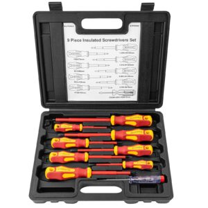 BILITOOLS Insulated Screwdriver Set, 1000V Electrical Screwdriver Insulated VDE Tools for Electrician Magnetic Phillips Slotted Pozidriv Tips