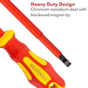 BILITOOLS Insulated Screwdriver Set, 1000V Electrical Screwdriver Insulated VDE Tools for Electrician Magnetic Phillips Slotted Pozidriv Tips