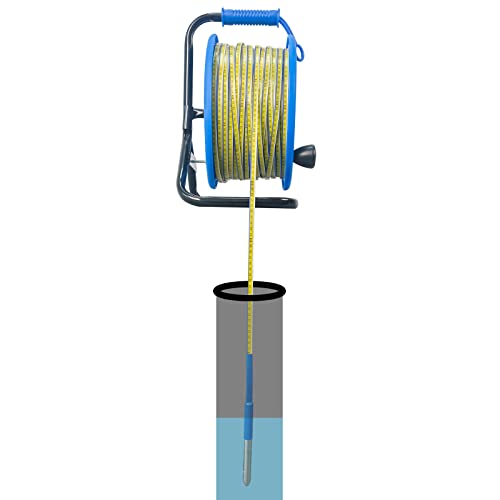 Water Level Meter Water Depth Gauge Water Level Gauge with Fixed Probe and Steel Tape for Water Well Measurement (100m)