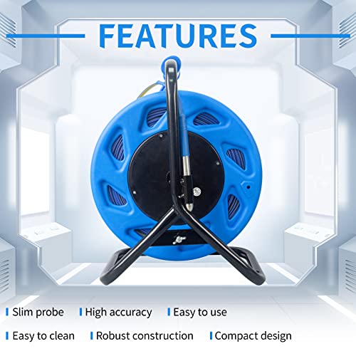 Water Level Meter Water Depth Gauge Water Level Gauge with Fixed Probe and Steel Tape for Water Well Measurement (100m)