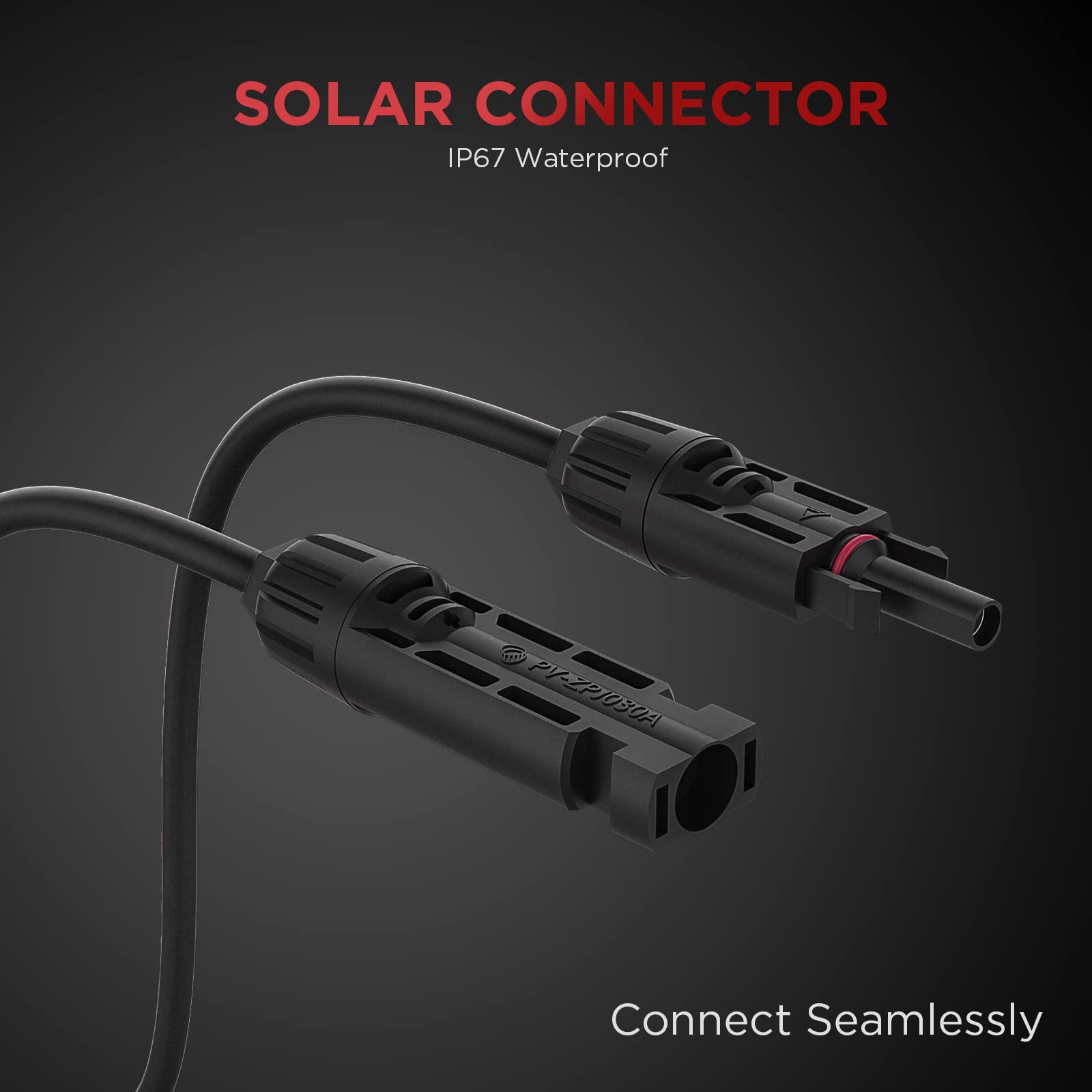 Solar ExtenSolar Panel Extension Cable - 12AWG (3.3mm²) Solar Extension Cable with Female and Male Connector Solar Panel Wiring Wire Adapter 10FT Black