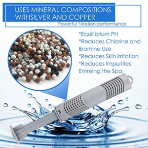 Hot Tub Spa Mineral Ion Cartridge Filter Stick, 4 Units Mineral Cartridges, Active Ingredient is Zinc (4 Pack, Grey)