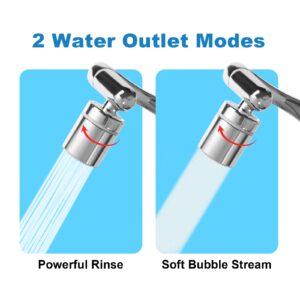 Upgraded 1440° Faucet Extender/Faucet Aerator, 1080+360 Degree Large Angle Rotatable Multifunctional Extension Faucet Adapter, Universal Faucet Sprayer Attachment, Sink Sprayer for Kitchen/Bathroom