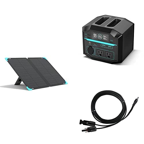 Renogy 80W Portable Solar Panel & Portable Power Station Phoenix 200 G2 & 10Ft 16AWG Connector to 5.5x2.1mm DC Adapter Cable, Connect EFLEX 80 to Phoenix G2