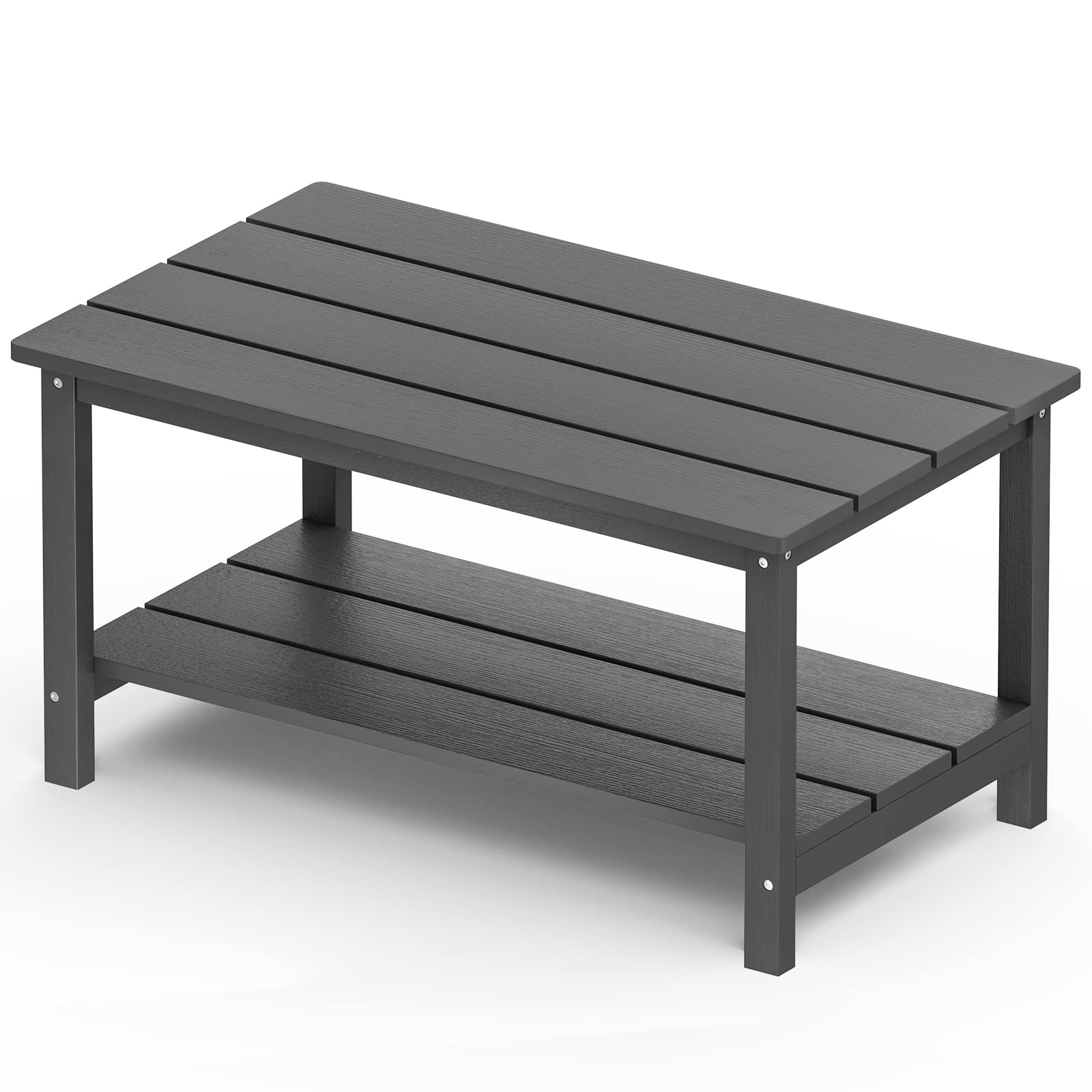 SERWALL Outdoor Coffee Table Weather Resistant Adirondack Console Table HIPS Tables for Patio- Gray