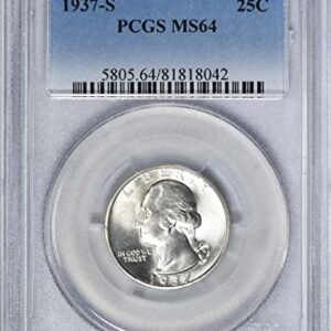 1937 S Washington DDO Quarter 1-O-V PCGS MS64