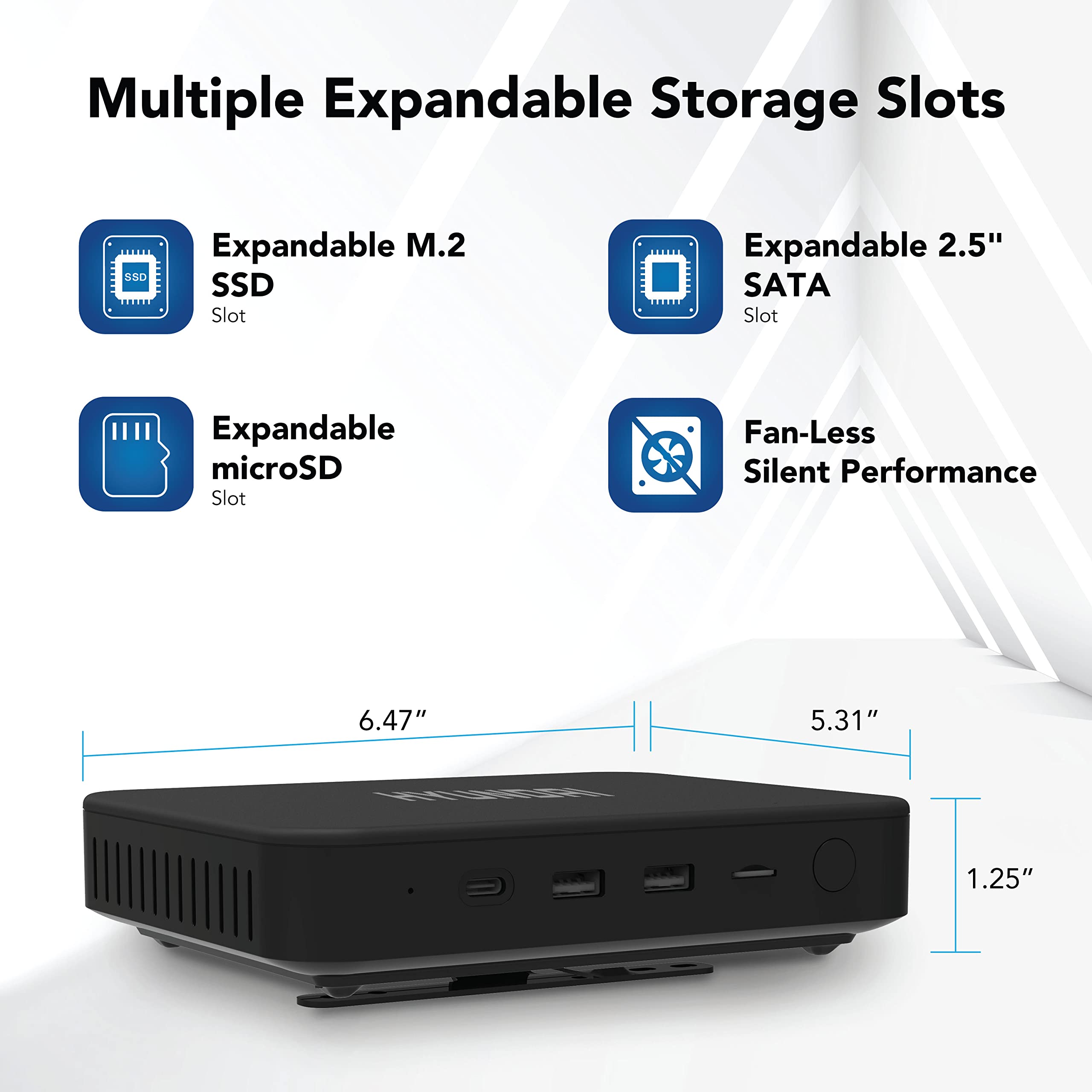 HYUNDAI Mini PC - Intel Celeron N4020 CPU Mini Desktop Computer 4GB RAM / 128GB M.2 SSD Windows 10 pro, 4K UHD Dual Monitor Support, Dual Wi-Fi, Bluetooth (Black)