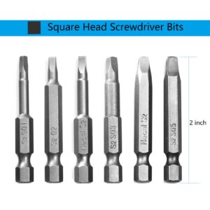 Square Screwdriver Bit Set With Bit Handle and Bit Extension 6 Sizes SQ1 SQ2 SQ2.74 SQ3 SQ4 SQ5, SKZIRI 8in1 Square Head Screwdriver Kit with Quick Release Bit Handle Holder and Magnetic Extension