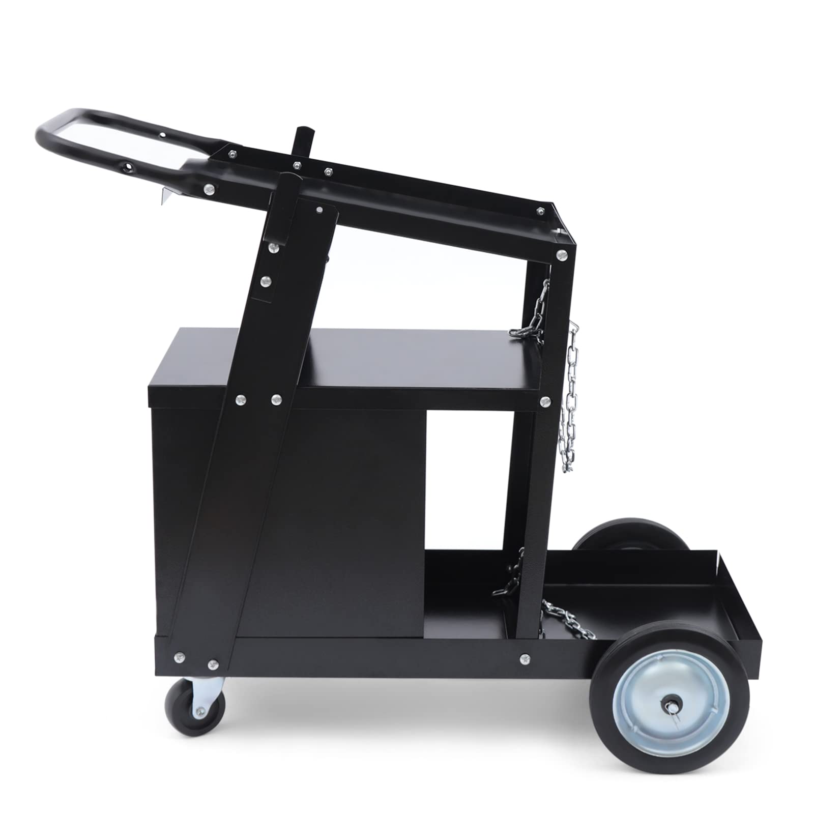 Rolling Welding Cart with 4 Drawers - Heavy Duty Steel Cabinet Welding Cart with Wheels and Gas Tank Storage for TIG MIG Welder and Plasma Cutter - 176Lbs Weight Capacity