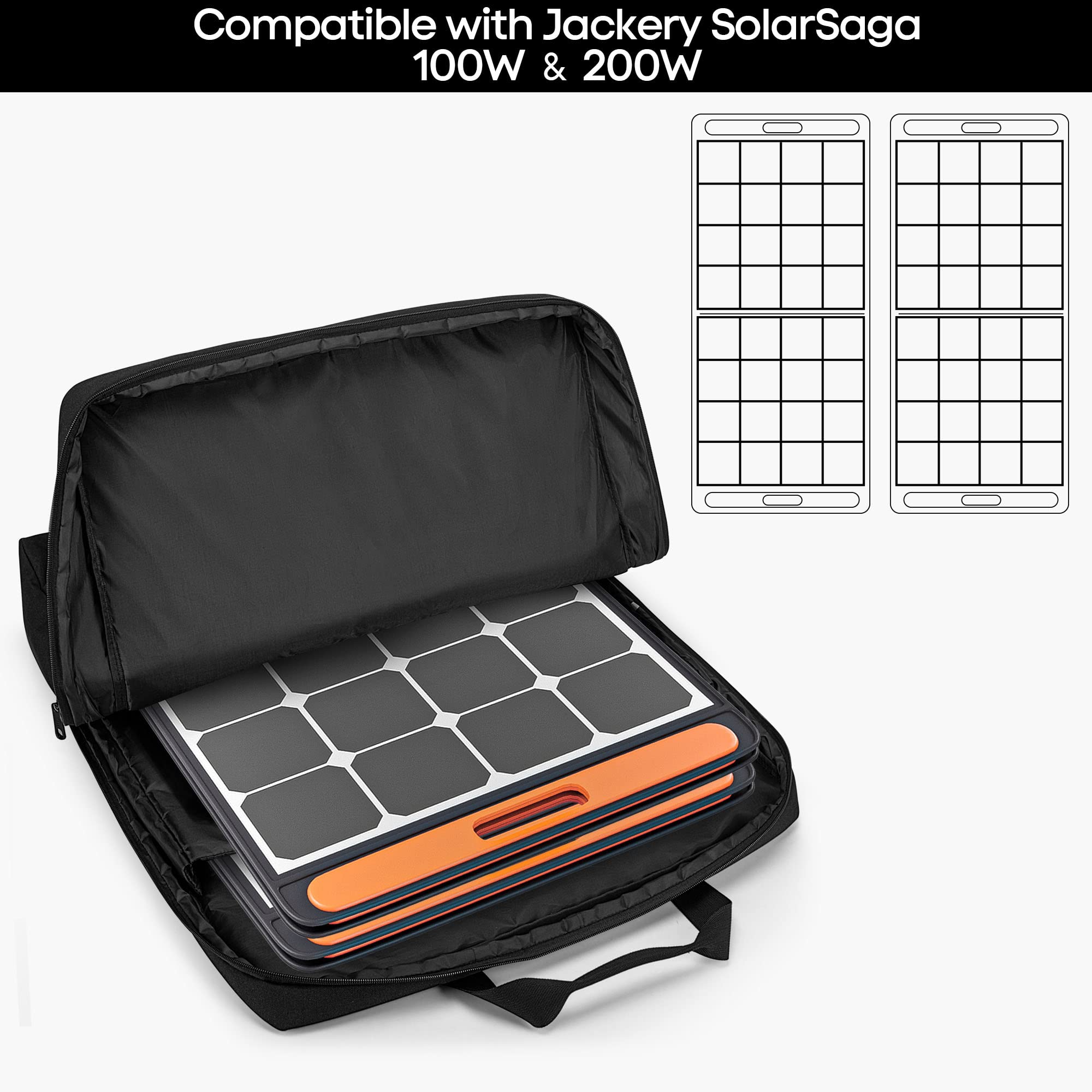 HODRANT Solar Panel Storage Bag Compatible with Jackery SolarSaga 100W 100X 200W, Padded Travel Carrying Case for 2 Battery Panels, Double-Layer Solar Panel Carrier with Shoulder Strap, Patent Design