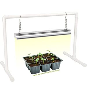 soligt 2 ft grow light for seed starting with stand, double tube warm white full spectrum seedling grow light for indoor plants, 80 led chips, height adjustable
