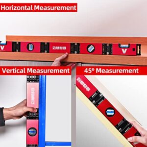 Foldable Level,BOWEITI 28 Inch Multi-Function Folding Level Measurement Tool with 45°/90°/180° Bubbles,Magnetic Versatile Hinged Level for Precise Leveling