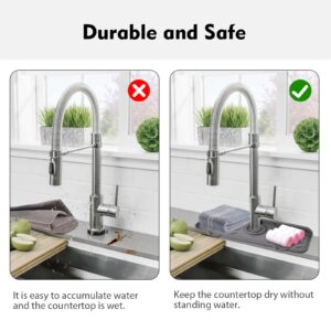 Kitchen Sink Splash Guard, Silicone Faucet Handle Drip Catcher Tray, fits faucet bottom diameter in 3.2 inch, Sponge Holder Sink Protectors Mat for Kitchen Bathroom Sink Accessories（15.4" x 5.9"）