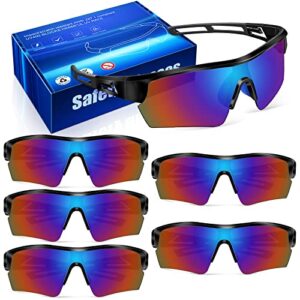 pokiiulk 6 pack safety glasses for men women, saftey glasses ansi z87.1+ uv protection impact resistant saftey goggles protective eyewear