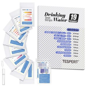 water testing kits for drinking water: drinking water test kit - 2 bacteria tests + 100 strips - well and tap water - quick & accuracy testing for lead ph hardness iron copper and more - tespert