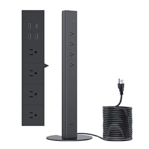 tower power strip with 4 outlets 3 usb a 1usb c ports, 6.56ft long extension cord outlets charging tower, power strip with usb ports have overload protection fire proof for libraries, cafes.