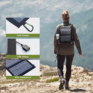 ALLPOWERS 10W Mini Portable Solar Panel with USB Port, IP66 Waterproof Foldable Solar Charger for Camping Hiking Compatible with iPhone iPad Samsung Earbuds etc