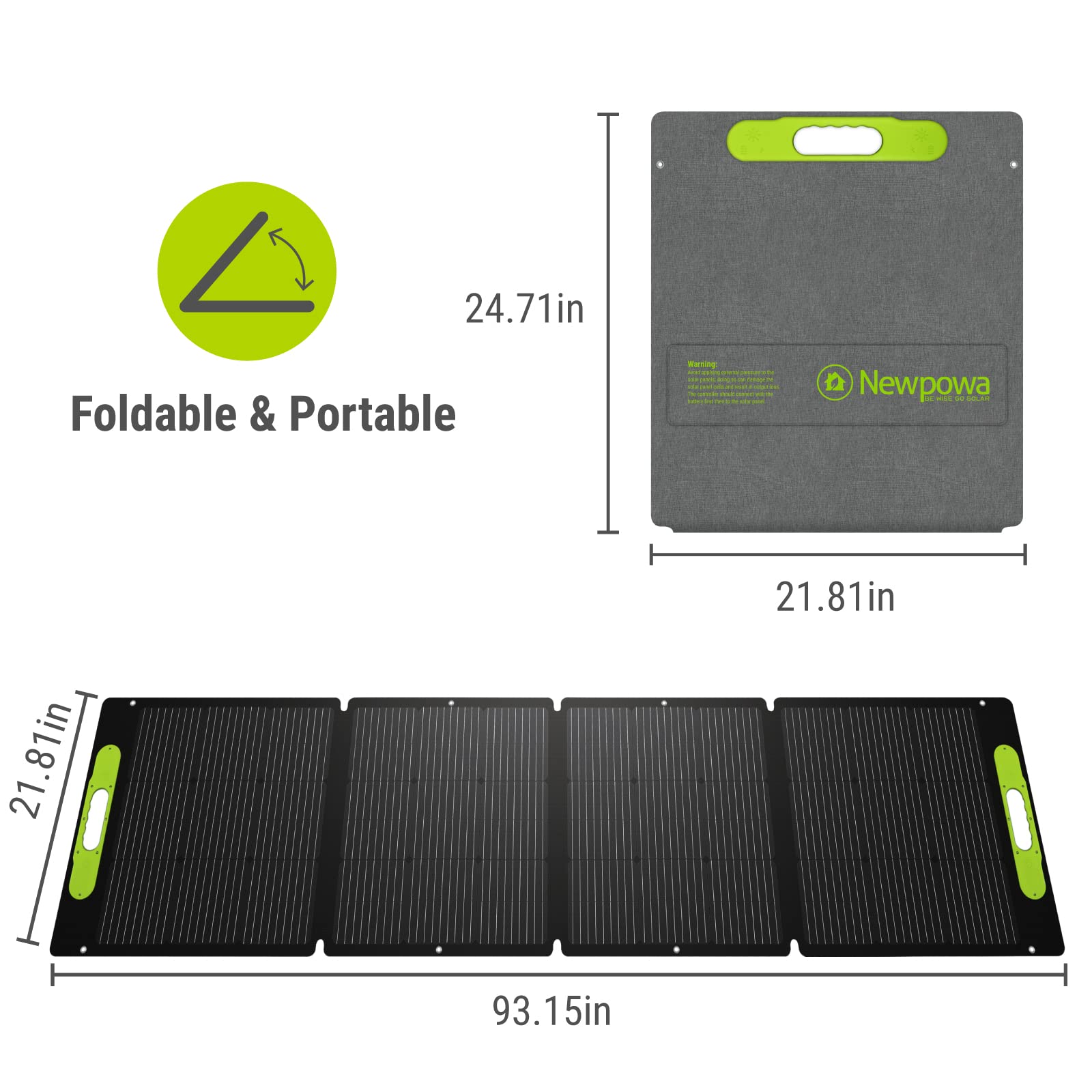 Newpowa 200W Portable Solar Panel Kit with Adjustable Kickstand Case 200 Watt 12V Foldable Solar Panel+20FT Extension Cable+15A PWM Solar Charge Controller+Battery Clamp Set with 3ft Wire