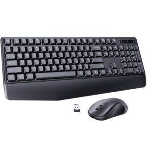wireless keyboard and mouse combo, 2.4g full-sized ergonomic computer keyboard with wrist rest and 3 level dpi adjustable wireless mouse for windows/macos, desktops/laptops