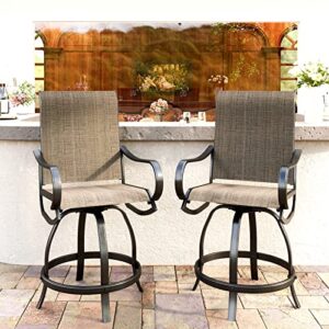 mfstudio outdoor bar stool, patio counter height sling fabric bar chairs set of 2, all-weather resistant, brown
