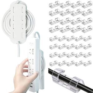 jasni self-adhesive desktop socket fixer cable organizer wall hanging power strip holder fixator plug-in removable wall-mounted fixer 36 pcs cable clips wire holder cord management (white)