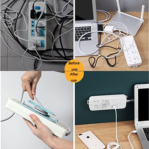 Jasni Self-Adhesive Desktop Socket Fixer Cable Organizer Wall Hanging Power Strip Holder Fixator Plug-in Removable Wall-Mounted Fixer 36 pcs Cable Clips Wire Holder Cord Management (White)