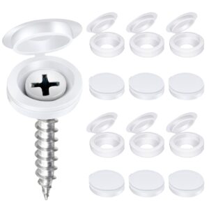 200pcs screw caps, sopito plastic hinged screw cover caps fold screw snap covers washer flip tops for covering screw heads, screw protection (white)