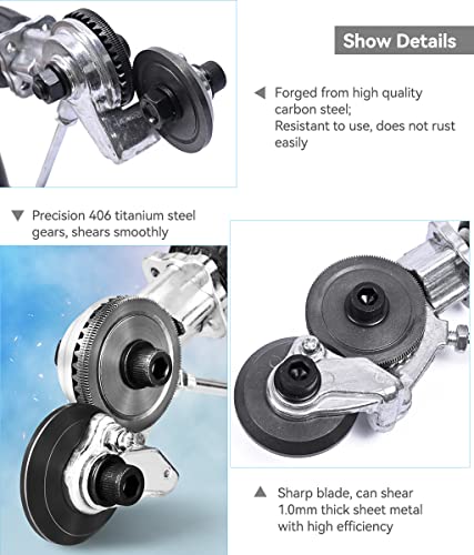 Electric Drill Plate Cutter Attachment, 2 Model Metal Cutter Attachment with Handles, Smooth Cut Metal Nibbler Drill Attachment, Convenient and Efficient Metal Shears