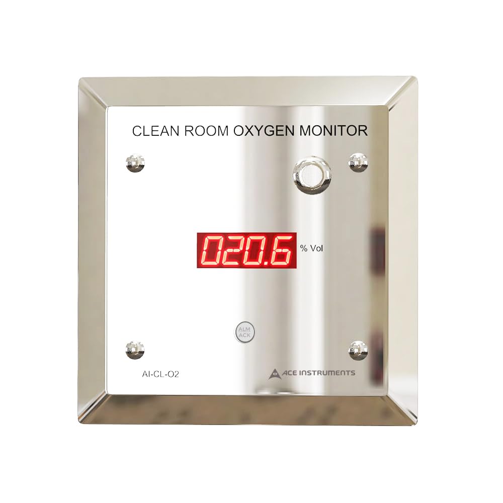 Clean Room Oxygen Monitor (Range: 0 to 25% Vol) for Nitrogen Purging, Pharmaceuticals, Chemical Labs, Clean Rooms Alongwith Factory Calibration Certificate | Model: AI-CL-O2