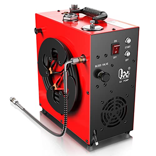 GX PUMP CS4 Portable PCP Air Compressor, 350W Powerful Motor,Max 5800Psi/40Mpa, Water and Fan Cooling, 5 Hours Continous Work, 12V Auto Stop PCP Air Rifle Paintball Air Compressor