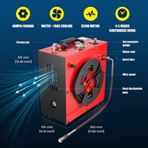 GX PUMP CS4 Portable PCP Air Compressor, 350W Powerful Motor,Max 5800Psi/40Mpa, Water and Fan Cooling, 5 Hours Continous Work, 12V Auto Stop PCP Air Rifle Paintball Air Compressor