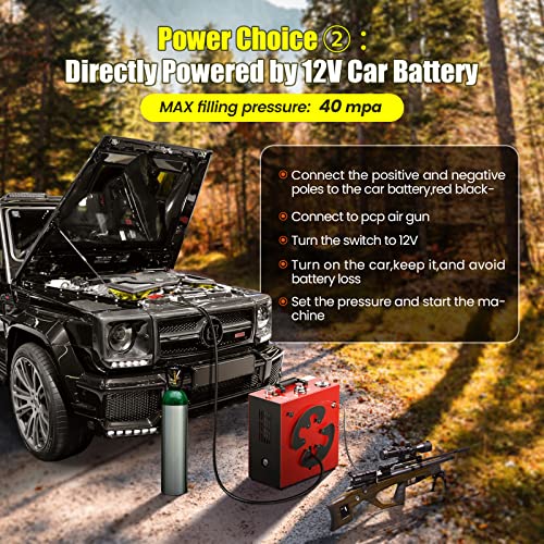 GX PUMP CS4 Portable PCP Air Compressor, 350W Powerful Motor,Max 5800Psi/40Mpa, Water and Fan Cooling, 5 Hours Continous Work, 12V Auto Stop PCP Air Rifle Paintball Air Compressor