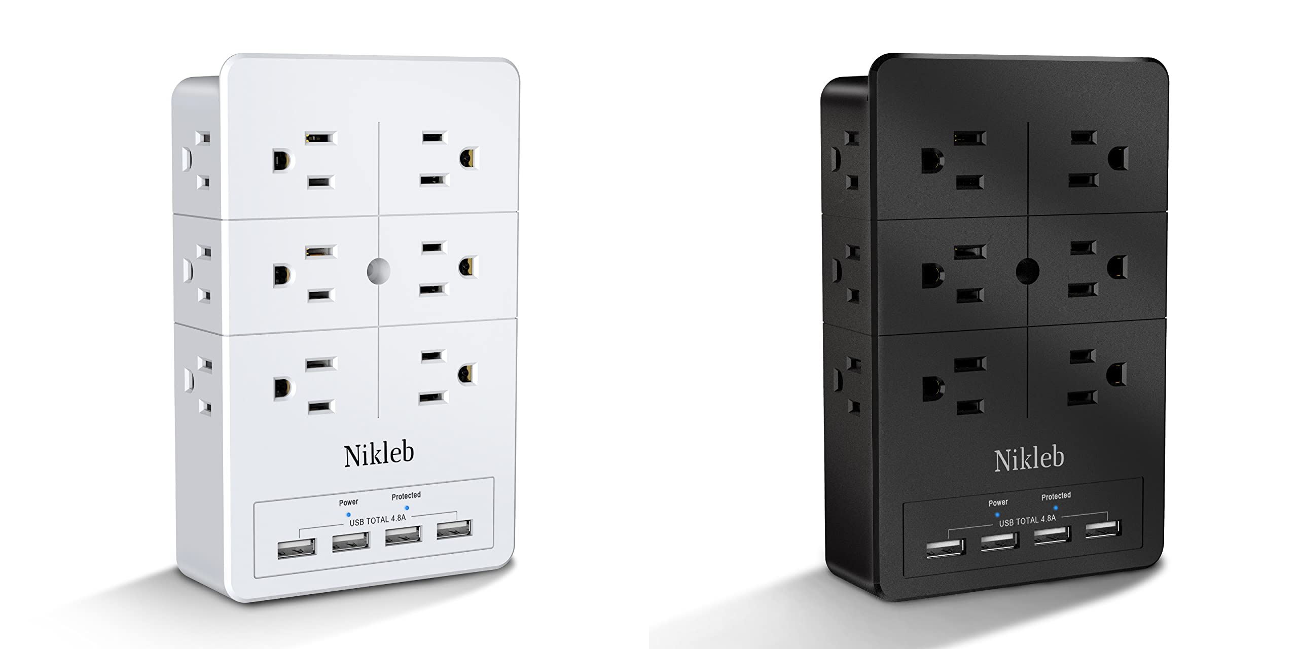 USB Wall Charger Surge Protector, 12 Outlets, 4 USB Ports, Multi Plug Outlet Extender Heavy Duty