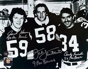 jack lambert jack ham andy russell signed steelers 8x10 b/w photo w/pb-baw holo - autographed nfl photos