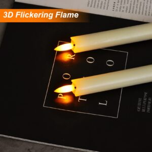 Homemory 2 Pcs Real Wax Made Flameless Taper Candles with Remote and Timer, 9.6" Ivory Battery Operated Candle Stick Flickering, Led Taper Candles with Lifelike Flame for Valentine's Day Indoor Decor