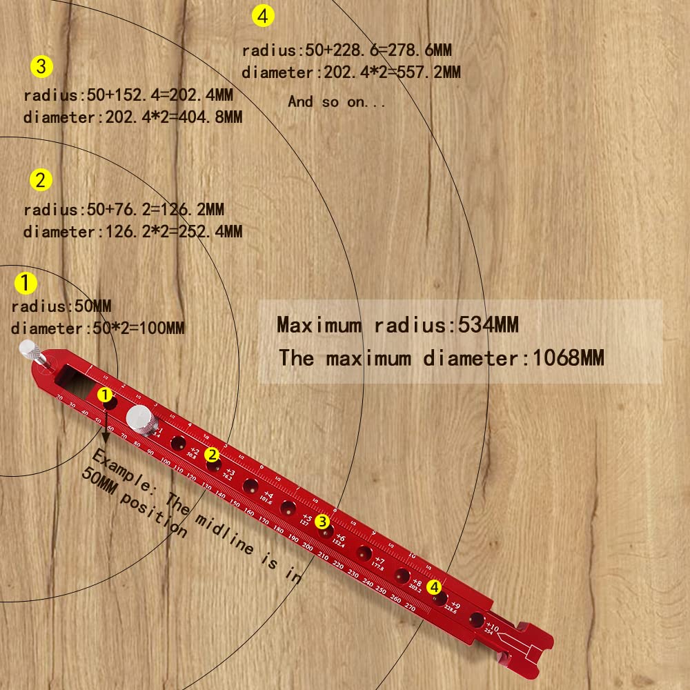 Fixed-point Marking Gauge Woodworking Compass Scribe Metric/British Adjustable Drawing Circle Ruler Precision Drawing Supplies Measurement Tools