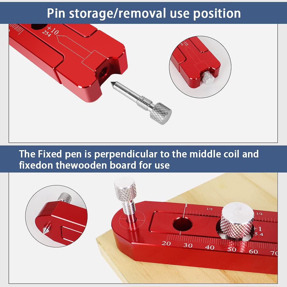Fixed-point Marking Gauge Woodworking Compass Scribe Metric/British Adjustable Drawing Circle Ruler Precision Drawing Supplies Measurement Tools
