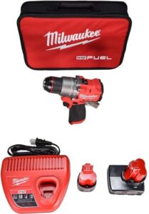 milwaukee 3404-22 12v fuel 1/2" hammer drill/driver kit with 4.0ah, 2.0ah lithium ion batteries, charger & tool bag