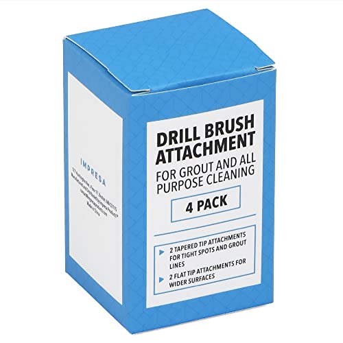 [4 Pack] .75”W Drill Brush Attachment Set - 2 Tapered & 2 Flat - All Purpose Detail Brush Attachments for Cordless Drill - Tile & Grout Drill Brush Set - Drill Attachments for Cleaning, 5/8"L Bristles