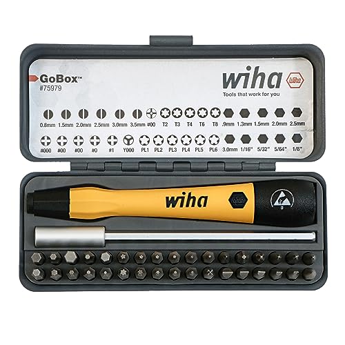 Wiha 75979 36 Piece GoBox Electronics ESD Precision Micro Bit Set