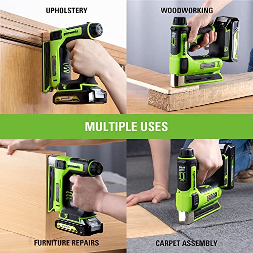 Greenworks 24V 3/8" 18 GA Crown Stapler, Cordless Narrow Nail Stapler, Tool only