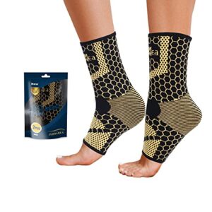 copper ankle brace support for men & women (1 pair), breathable nano plantar fasciitis socks, anti-slip ankle compression sleeve socks for ligament damage, achilles tendonitis, sprained ankle