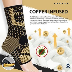 Copper Ankle Brace Support for Men & Women (1 Pair), Breathable Nano Plantar Fasciitis Socks, Anti-Slip Ankle Compression Sleeve Socks for Ligament Damage, Achilles Tendonitis, Sprained Ankle