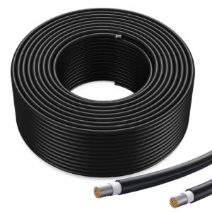 bateria power solar panel cable 100ft solar extension cable, 10awg (6mm²) tinned copper wire for outdoor automotive rv boat marine solar panel- black (10awg 100ft)