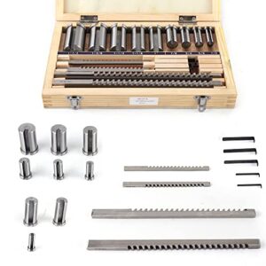 18 Pcs Hss Keyway Broach Sets in Fitted Box,Keyway Broach Kit 4 Broaches＆9 Collared Bushings＆5 Shims,High Speed Steel Material Metalworking Industrial Tools for Lathe